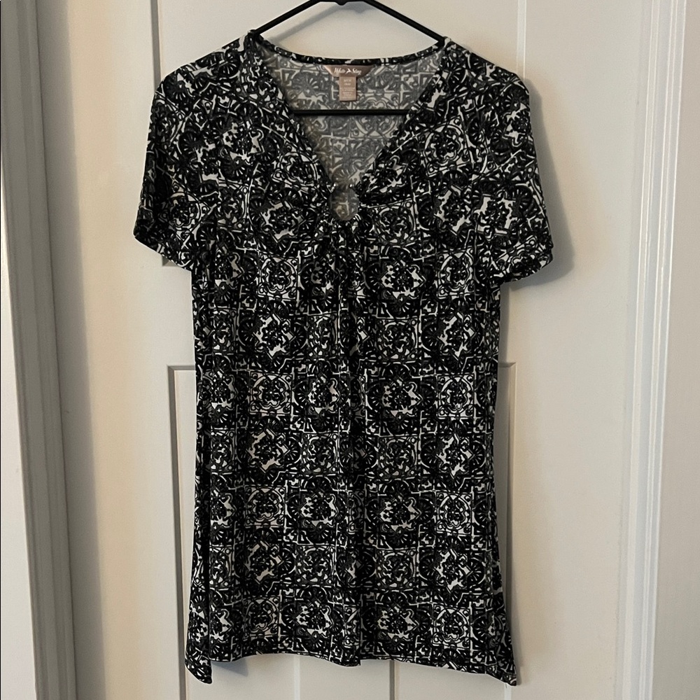 White Stag Black and White Floral Blouse